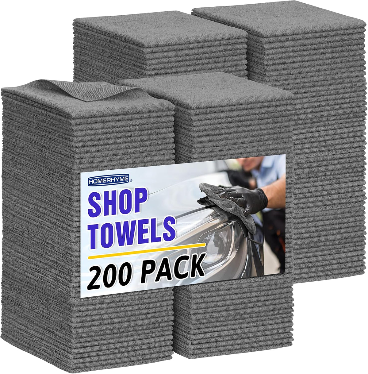 Microfiber Cleaning Cloth, 100 Pack Cleaning Rags Microfiber Towel Bulk Absorbent Lint-Free WashCloths, All-Purpose Towels for Cars, Shop, Automotive, Garage, Home Kitchen 11.5"*11.5", Grey
