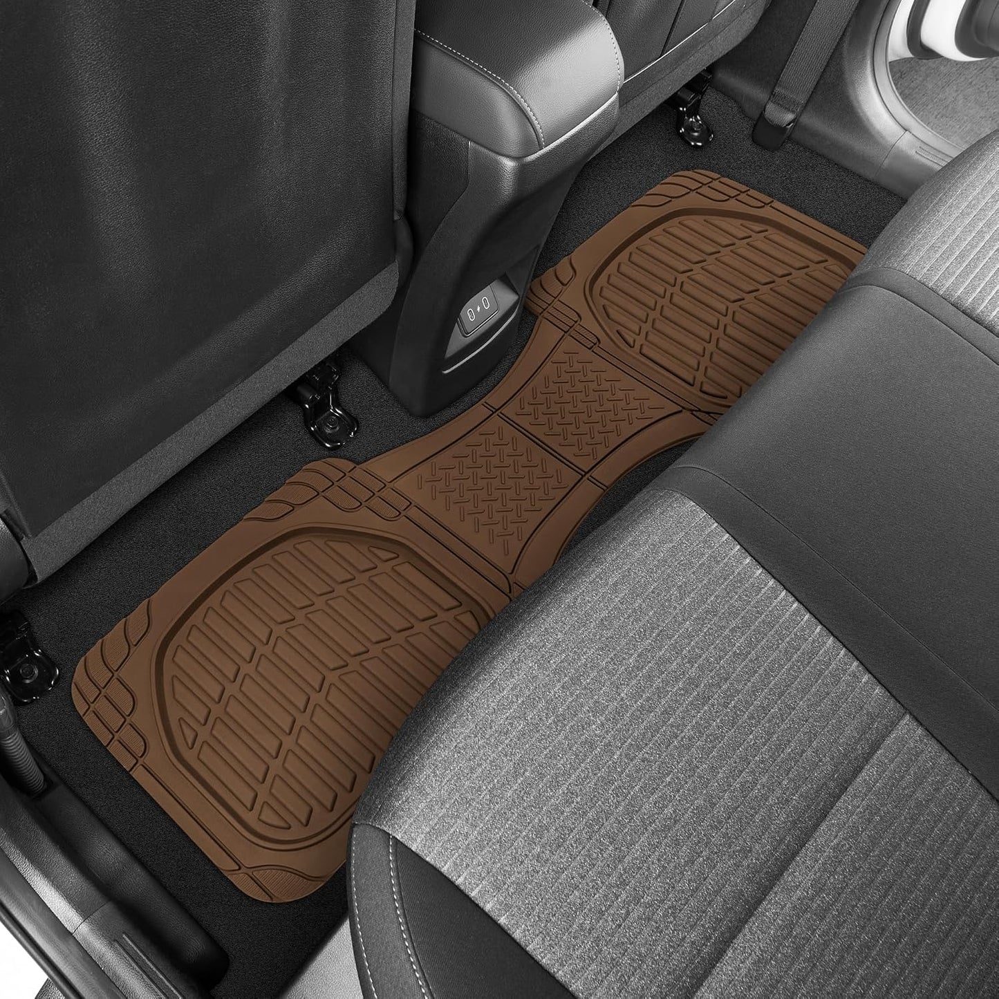 Motor Trend FlexTough Deep Dish All-Weather Floor Mats, Waterproof Trim-To Fit Mats for Cars, Trucks, SUVs - Universal Automotive Floor Liners, Car Accessories, Brown
