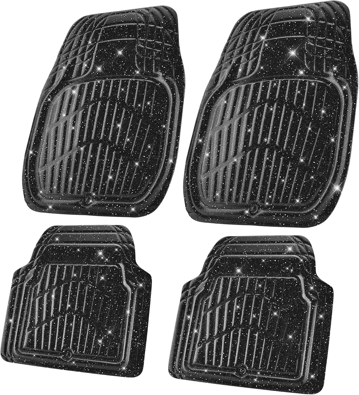 CAR PASS Leather Car Floor Mats -3D Waterproof All Weather Season, Universal Trim to Fit & Anti-Slip Burr Bottom Safety & Light Easy Clean Install for SUV Truck Auto & Durable Luxury (Black)