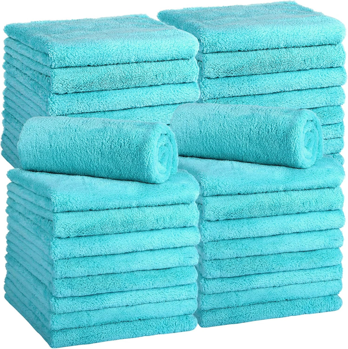 Shimeyao 30 Pcs 16 x 16 Inch Edgeless Microfiber Plush Towels for Cars Detailing Drying Wash Polishing Absorbent Cleaning Cloths, 500 GSM(Green)