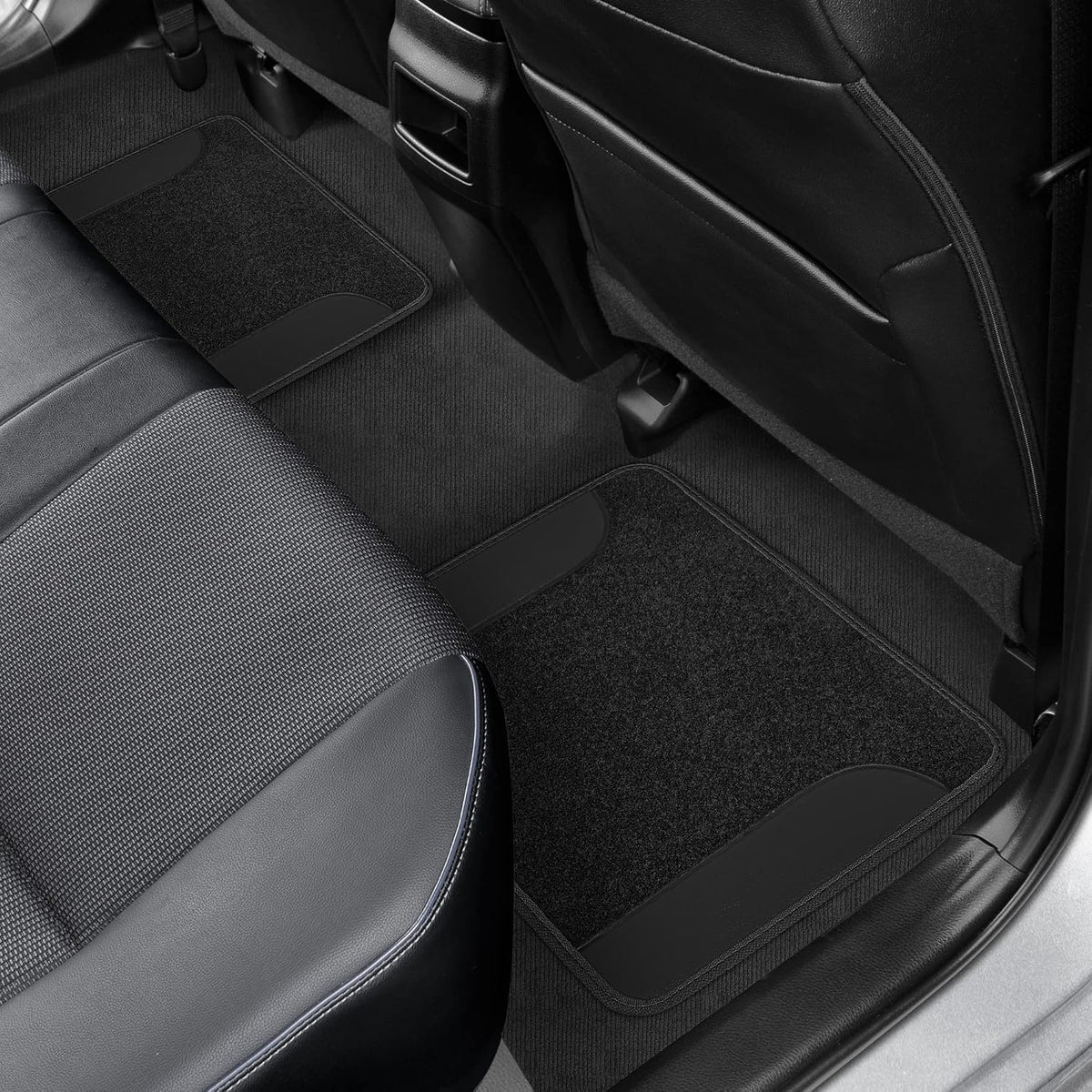 Floor Mats for Cars PU Leather Carpet Car Floor Mats Waterproof Car Mats Automotive Floor Mat for Cars SUV Trucks Van Tapetes para Carro Interior Car Accessories (Black)