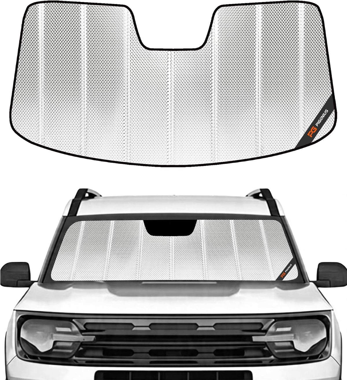 Pigenius Windshield Sunshade for Ford Bronco Sport 2021-2026 Front Window Shade - Metallic