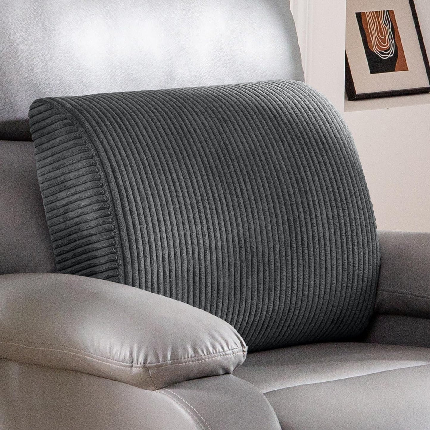 HIGOGOGO Lumbar Support Pillow for Recliner Chair/Accent Chair/Couch, Memory Foam Back Support Cushion for Elderly, Recliner Cushions for Back Rest, Pain Relief, Reading, Washable Cover, Beige