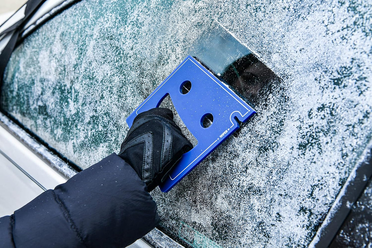 FrostGuard Scrape Buddy Car Ice Scraper Scrape with a Smile - Quickly Remove Frost, Ice and Snow from Your Vehicle Windows and Wiper Blades - Acrylic with Comfort Neoprene Sleeve - Blue Frost