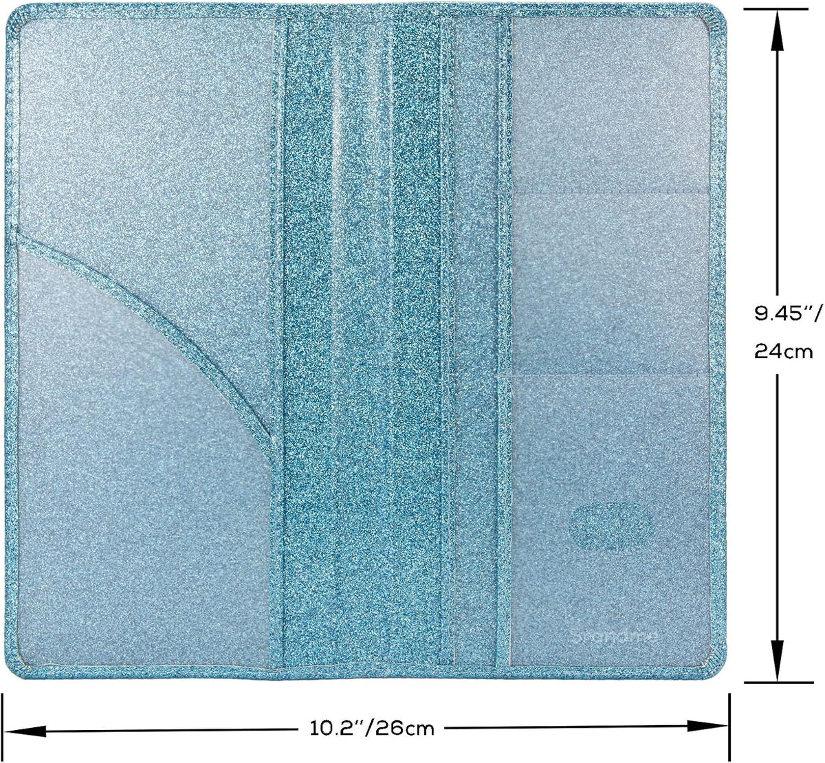 Leather Car Registration Insurance Holder Magnetic Shut, Glitter Light Blue