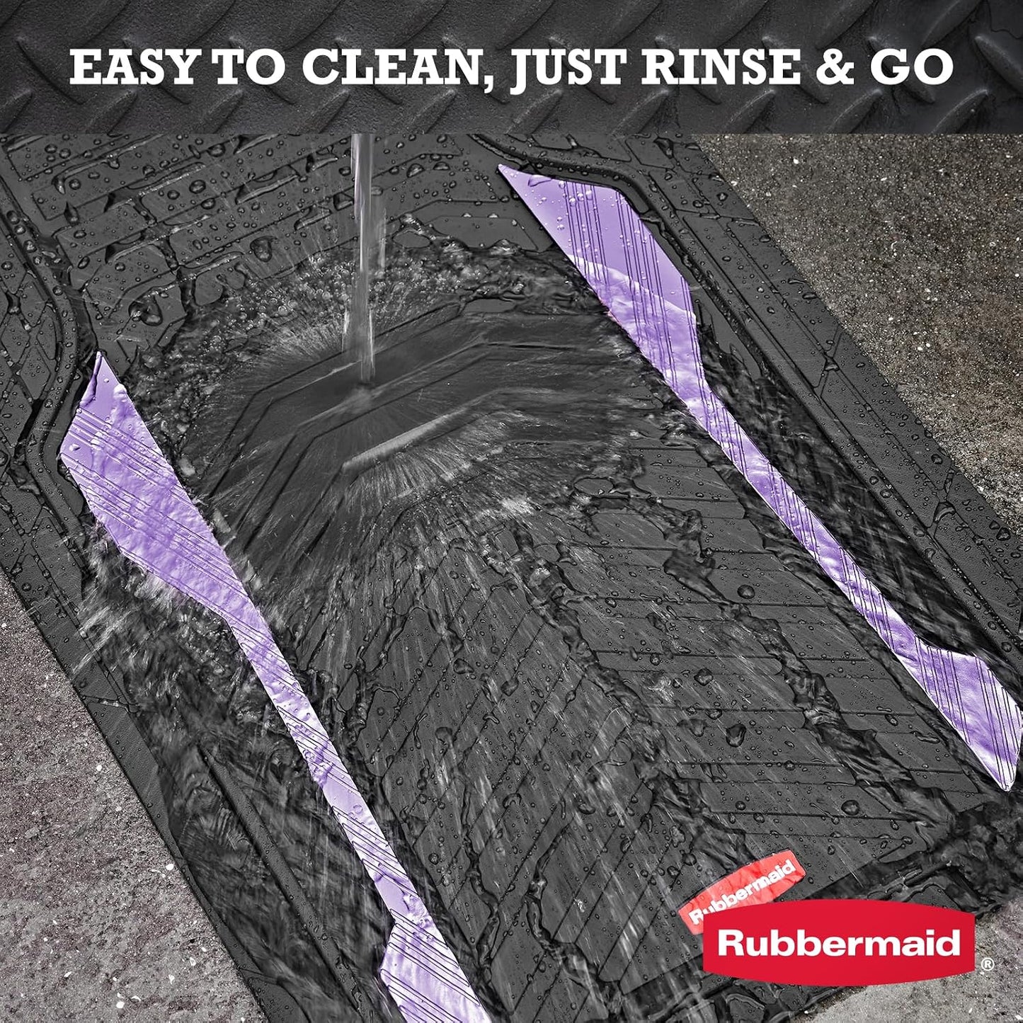 Rubbermaid Car Floor Mat, Heavy Duty All-Weather Car Mats Full Set with Dual-Tone Purple Aluminum Inserts – Universal Fit, Anti-Slip Backing, Trim-to-Fit for Most SUV, Sedan, Van