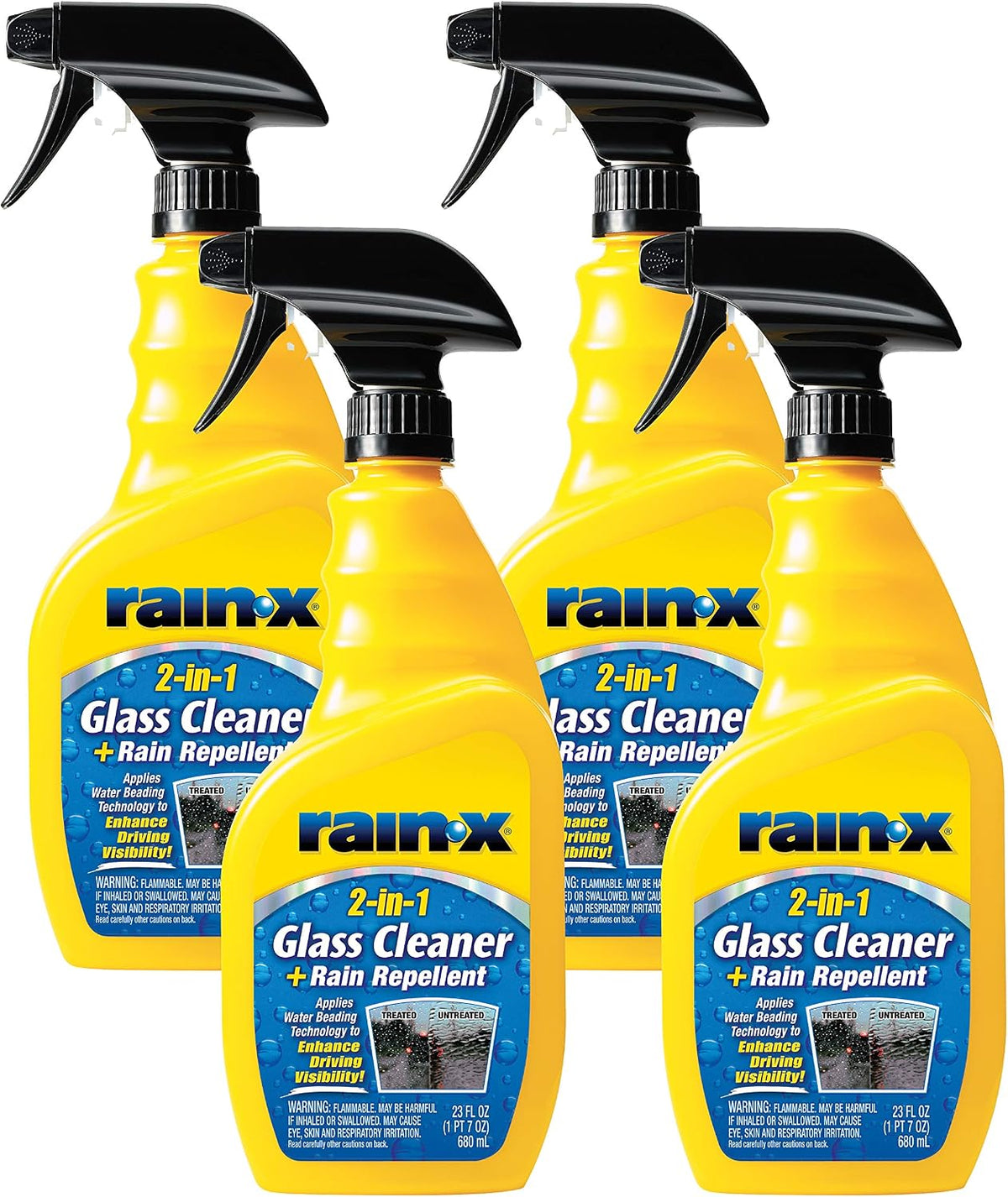 Rain-X 5071268-2 2-in-1 Glass Cleaner and Rain Repellant, 23 oz. (Pack of 2) - Provides a Streak-Free Clean for Automotive Glass While Preventing Sleet, Snow, Ice, and Road Spray Build Up
