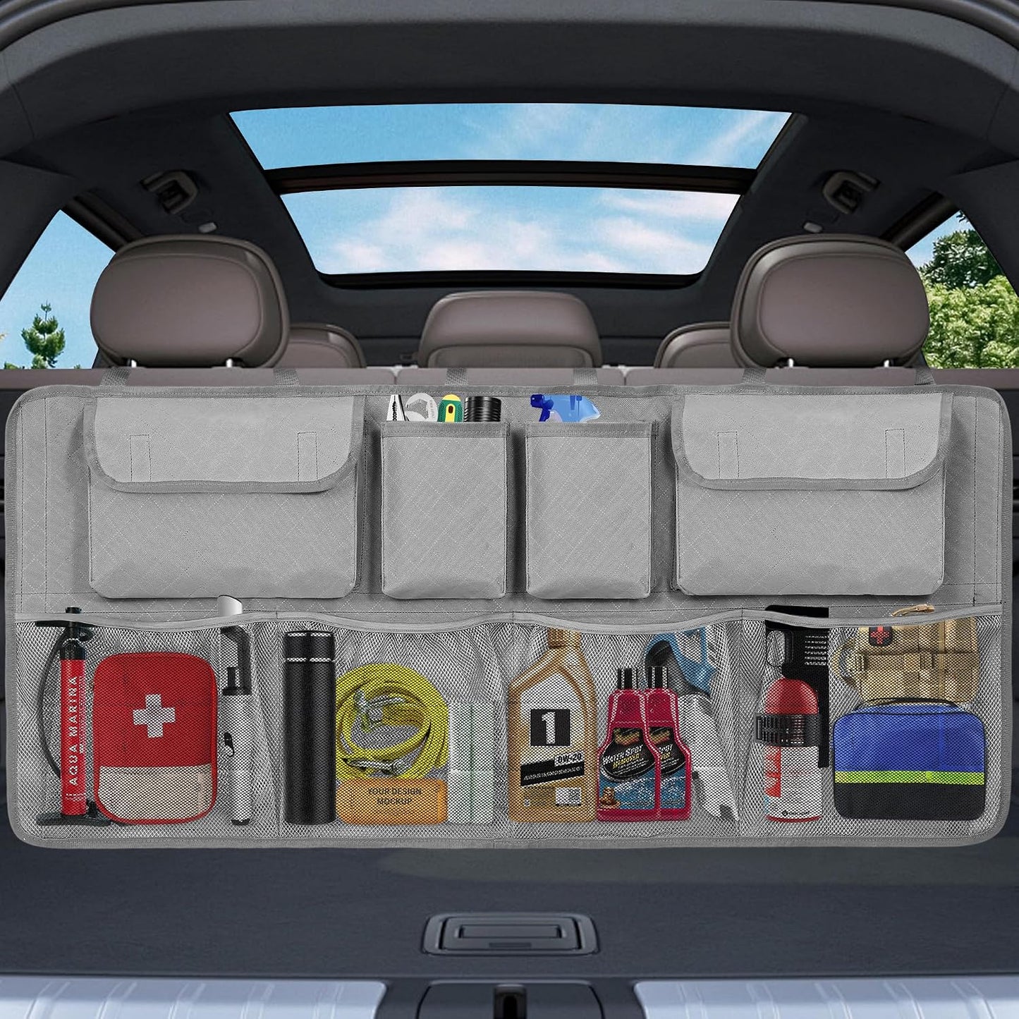 Car Trunk Organizer and Storage, Large Capacity Backseat Hanging Storage Accessories, Backseat Car Organizer for SUV/MPV/Truck (Orange)