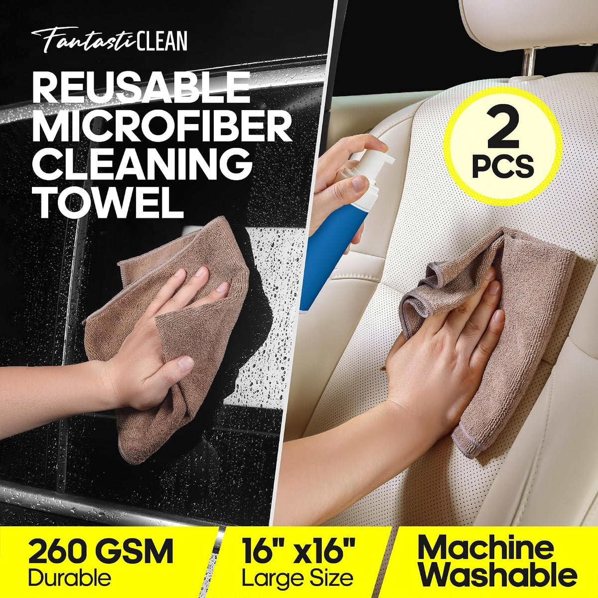 Fantasticlean Car Interior Detailing Kit, Leather Cleaner Brush Set, 9PCS