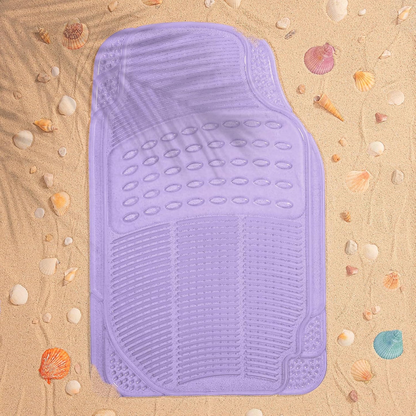 Carbella Automotive Floor Mats for Cars, 2 Piece Car Floor Mats Gray Translucent, Trim-to-Fit All Weather Clear Car Mats for Auto Truck Van SUV, Car Accessories for Women