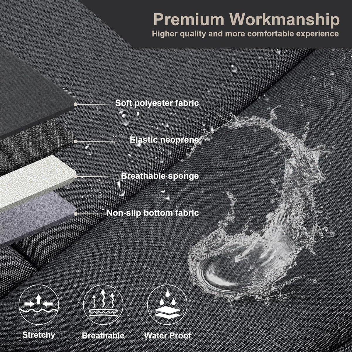 GIANT PANDA Waterproof Neoprene 2 Pack Front Car Seat Covers Custom Fit Chevy Silverado & GMC Sierra 1500 2500 3500 2007-2026 Crew Extended Double Cab Trucks, Leak-Proof Wetsuit (Black)