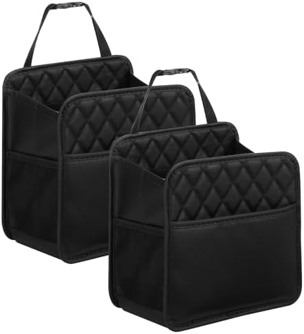 Backseat Car Organizer, Large Hanging Car Organizer Backseat Leather Front & Backseat Multifunctional Waterproof Car Organizers and Storage Back Seat (Black 2Pack)