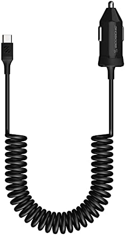 Scosche CPDC203 PowerVolt 20-Watt USB Type-C Power Delivery 3.0 Fast Car Charger with Attached 3-Foot Adjustable Coiled Cable for All USB-C Devices