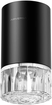 Airversa Waterless Essential Oil Diffuser for Home Room Desk Car Air Freshener Diffuser, Up to 600 sq ft, Battery Operated, Mist Level and Timer Settings, 100mL Capacity, Cold Air, RD1 Black