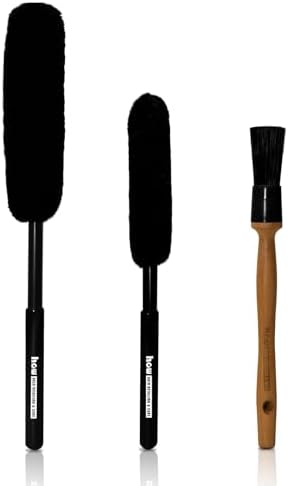 H.O.W 3pcs Car Wheel Rim Tire Brushes for Cleaning Tires, Detailing & Tire Scrub Brush Kit