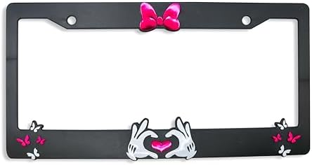 Minnie Bow V2 3D Raised License Plate Frame | 1 Pack Car License Plate Cover | Universal US Black License Plate Holder | Auto Accessories (Car, Truck and SUV)