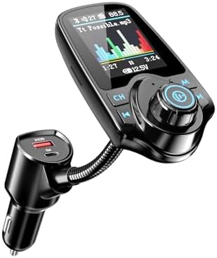 Nulaxy 1.8" Color Screen 48W Bluetooth 5.4 Car Adapter FM Transmitter