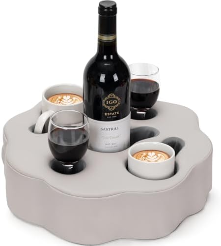 Couch Cup Holder Pillow, PU Grey