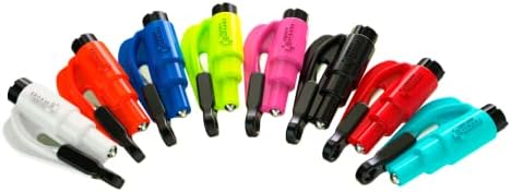 resqme The Original Emergency Keychain Car Escape Tool, 2-in-1 Seatbelt Cutter and Window Breaker, Made in USA, Rainbow Pack 8 Colors - Compact Emergency Hammer