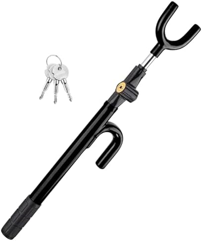 CARTMAN Vehicle Steering Wheel Lock Car Anti Theft Security Lock with Adjustable Length Fit for Cars Trucks Vans and SUVs, Black