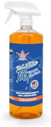 Shinykings California Wash&Shine 66 | WATERLESS Motorcycle Cleaner | Motorcycle and Car Wash&Wax | All Surfaces | Bike Polish | Chrome Cleaner | Multipurpose Detail Spray (32 fl.oz Orange)