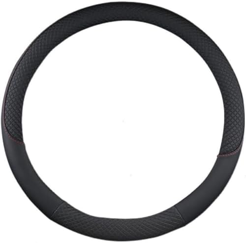 18 in Car Semi Truck Van Leather Steering Wheel Cover Grip Non Slip Durable Fits for Standard Class 8 Semi Trucks Big Rigs (17.7in-18in,Black)