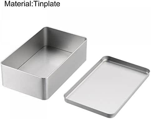 uxcell Metal Tin Box, 7.09" x 4.33" x 2.17" Rectangular Empty Tinplate Containers with Lids, Silver Tone, for Home Organizer, Candles, Gifts, Car Keys, Crafts Storage