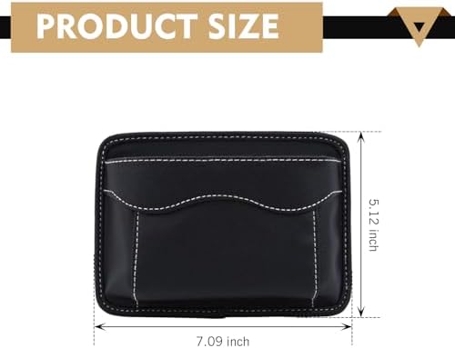Car Seat Side Pocket Organizer, Black PU Leather Mini Auto Seat Storage Bag, Pen Phone Holder Tray Pouch Vehicle Seats Gap Filler, Universal Organize for Documents Registration Notepad