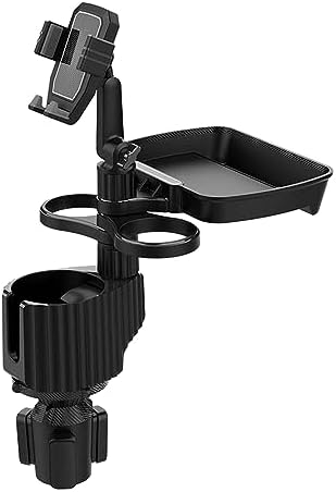 Cup Holder Tray for Car - 5 in 1 Adjustable Car Cup Holder Phone Mount with Food Tray, Holder Expander with 360°/180° Rotation, Automotive Extender Accessories for Auto Trucker Road Trip