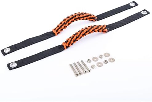 Savadicar 2 Pack Paracord Roll Bar Grab Handles for 2018-2024 Jeep Wrangler JL JLU 4XE &amp; Gladiator JT, Comfortable Cylindrical Weave for Secure Grip, Essential Interior Accessories, Orange