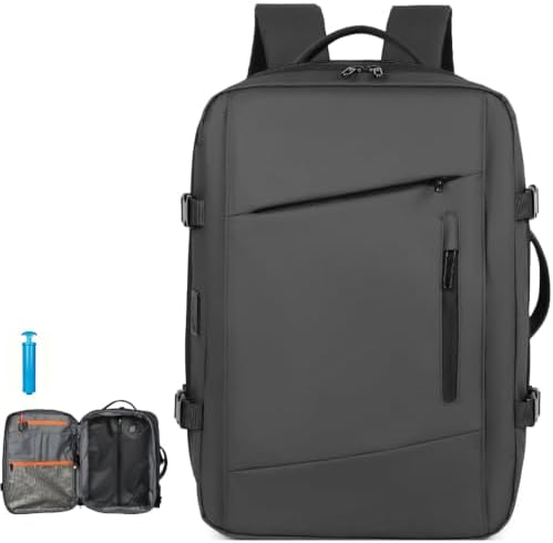 Vacuum Backpack Travel with Pump 60L Expandable Travel Backpack with Seal Compression System Women Men Carry On luggage Backpack Waterproof for Business Trips Weekend Getaways Daily Travel