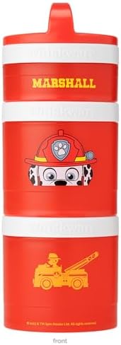 Whiskware Paw Patrol Stackable Snack Containers for Babies, Kids, and Toddlers, 3 Stackable Snack Cups for School and Travel, Formula Friendly, Cupholder Friendly, Marshall