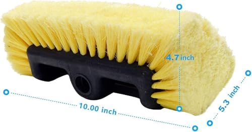 CARCAREZ 10" Car Wash Brush Head with Soft Bristle for Auto RV Truck Boat Camper Exterior Washing Cleaning, Yellow (1, 10" PRO MAX)