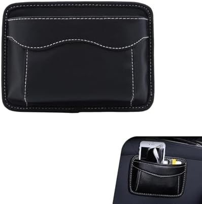 Car Seat Side Pocket Organizer, Black PU Leather Mini Auto Seat Storage Bag, Pen Phone Holder Tray Pouch Vehicle Seats Gap Filler, Universal Organize for Documents Registration Notepad