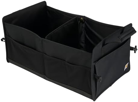 Carhartt Universal Collapsible Cargo Trunk Organizer, Portable Accessory Storage Organizer for Automotive, SUV, Trucks &amp; Cars, Black, One Size