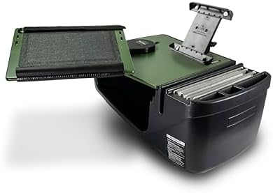 AutoExec Reach Car Desk for Your Vehicle Workstation and Mobile Office, Front Seat Army Green with Tablet Mount