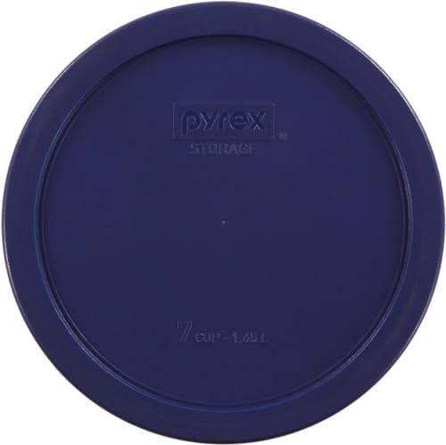 Pyrex 7203 7-Cup Glass Bowls and 7402-PC Blue Lids (2-Pack) - Made in USA | BPA-Free Plastic | Secure Seal | Non-Porous Material | Stackable Design | Refrigerator Safe