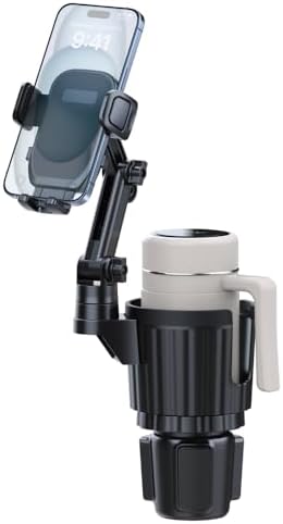 Cup Holder Phone Mount for Car, 2 in 1 Cell P Car Mount 360 Rotation Cup Holder Expander for Stanley 10-40oz Drink Bottles, Mugs and Phone Compatible with iPhone Samsung