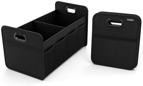 Car Trunk Organizer Foldable Waterproof Storage Caddy with Handles, Collapsible Auto Organizer for SUV, Truck, Van, Black