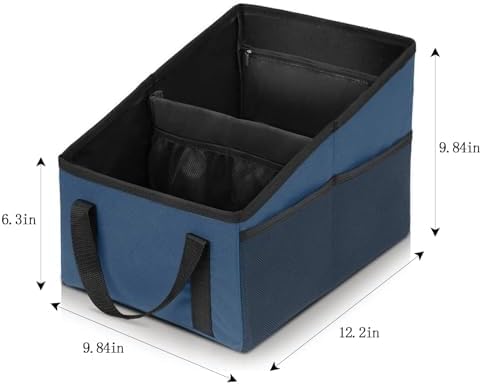 Advanced car seat storage bag is suitable for children and adults. The front and rear seat storage bags are foldable and adjustable. (Blue)
