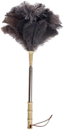 Aldwin Ostrich Feather Duster, 43" Extendable Feather Dusters for Cleaning | Genuine Fluffy Natural Reusable and Washable Handheld Feather Duster for Home, Office, Desk, Furniture, and Car Interior