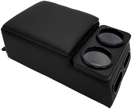 Car Center Console with Cup Holders, Universal Truck Bench Seat Organizer, Back Seat Storage (Black)