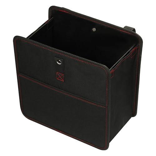 Simple Deluxe 3 Gallon Car Trash Can, Leak-Proof Car Garbage Can with Storage Pockets, Collapsible, Portable and Waterproof, Black