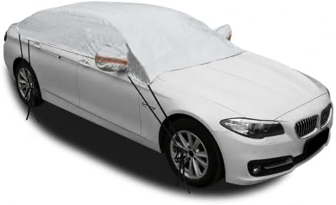 Half Car Cover, Waterproof Windshield Protector, Sedan 185-205 in (Sedan 3XL)