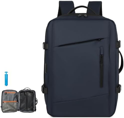 Vacuum Backpack Travel with Pump 60L Expandable Travel Backpack with Seal Compression System Women Men Carry On luggage Backpack Waterproof for Business Trips Weekend Getaways Daily Travel