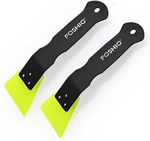 FOSHIO 2 Pack Small Squeegee for Vinyl, Stainless Steel Handle Mini Squeegee for Mirror Shower Glass Door Window Cleaning, Car Light, Bumper Vinyl Wrap Window Tint Kit