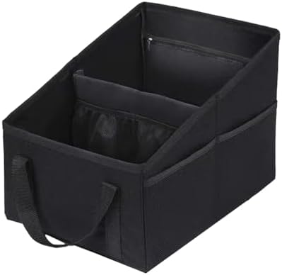 ZIMISI Car Seat Organizer, Collapsible Trunk Organizer with Detachable Divider, Handles and Multiple Pockets, Backseat Car Storage, Passenger Seat Organizer for Front/Back Consoles (Black)
