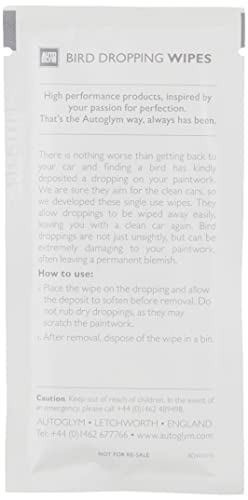 Autoglym Bird Dropping Wipes, x10 - Car Cleaning Wipes Offer A Quick, Clean Fix for A Mucky Job