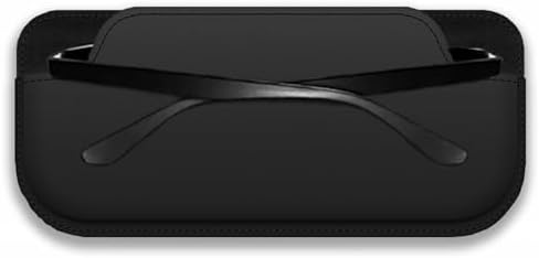 Sunglass Holder for Car, Multi-Functional Stick-On Glasses Storage Box, Seat Gap Organizer with Small Item Storage, Universal Fit for All Vehicles (Black Leather)