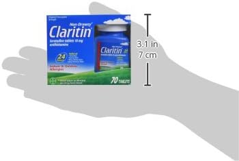 Claritin 24 Hour Allergy Medicine, Non-Drowsy Prescription Strength Allergy Relief, Loratadine Antihistamine Tablets, 70 Count